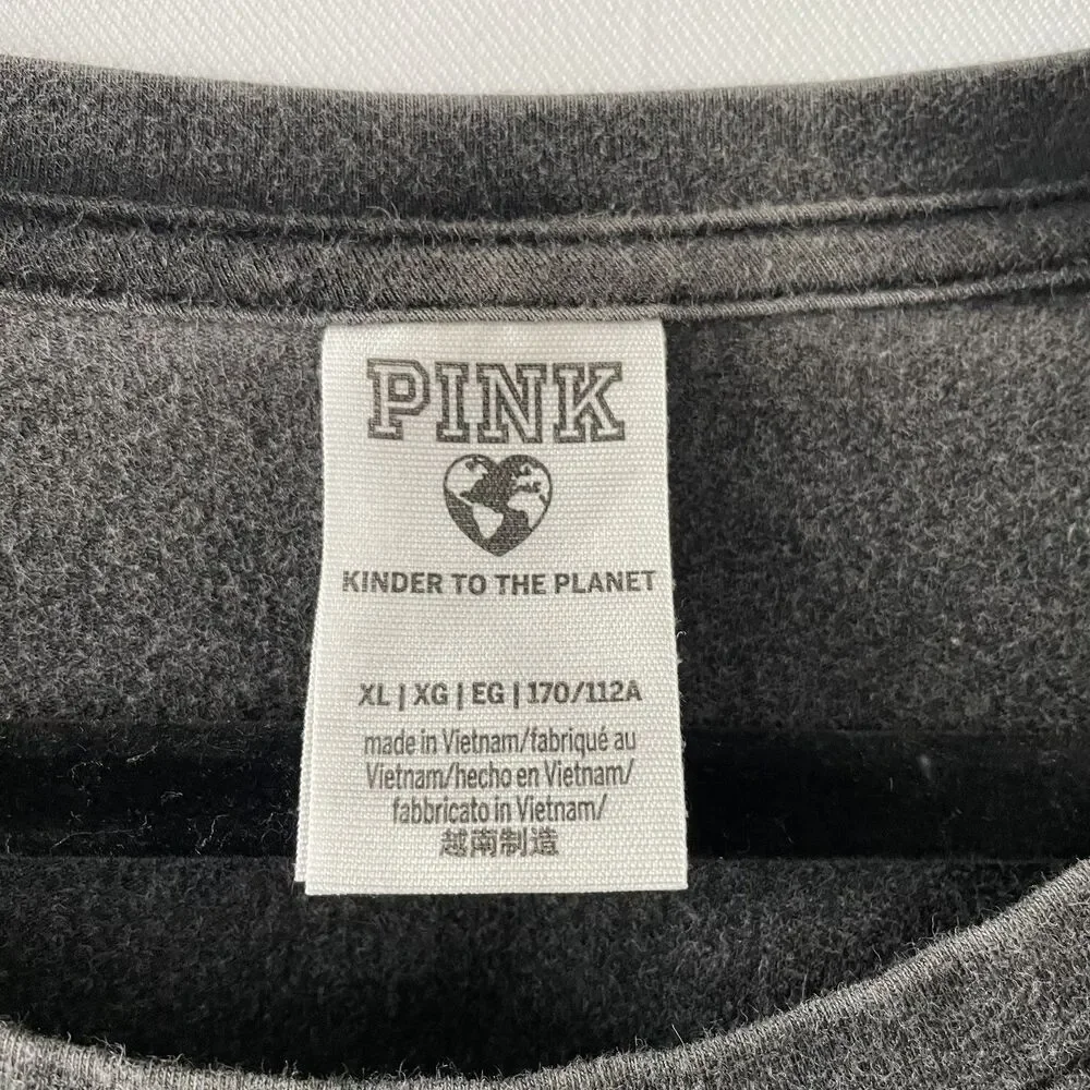 PINK Ruched T-Shirt Dress Short Sleeve Gray Knit Women XL-(dmp)